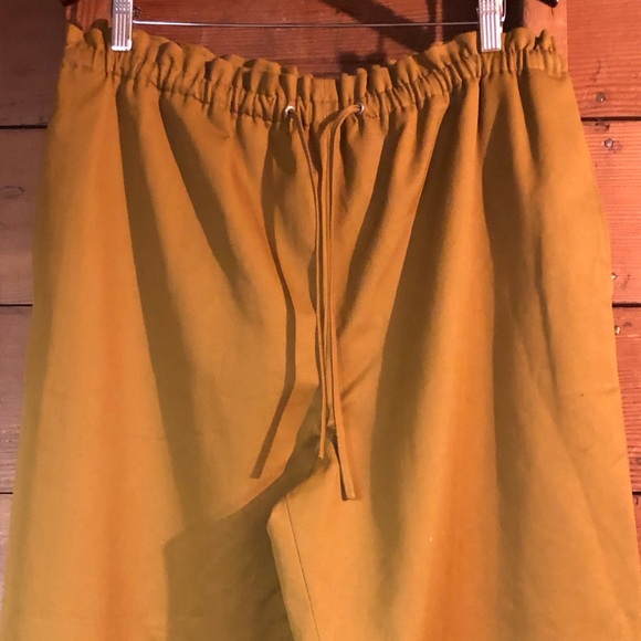 KOTN 100% Cotton XXL Drawstring Pants Mustard Brown Women’s Wide Leg High Rise - Picture 4 of 16